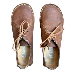 Clarks Janey Mae womens brown leather lace up oxfords wide toe box shoes comfy